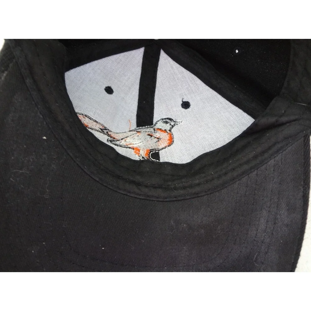 Baltimore Orioles Baseball Cap Hat Black Orange Embroidered Script Logo‎